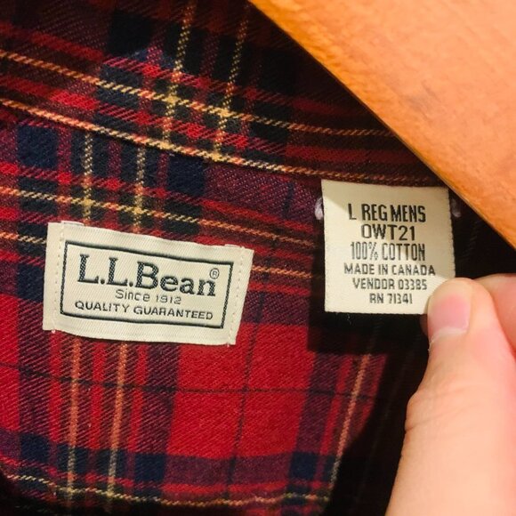 Vintage LL BEAN Flannel Heavy Work Shirt Size Large Heavy Chamois Work Overcoat - Picture 5 of 5